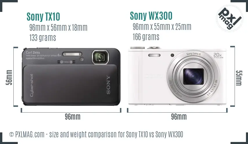 Sony TX10 vs Sony WX300 size comparison