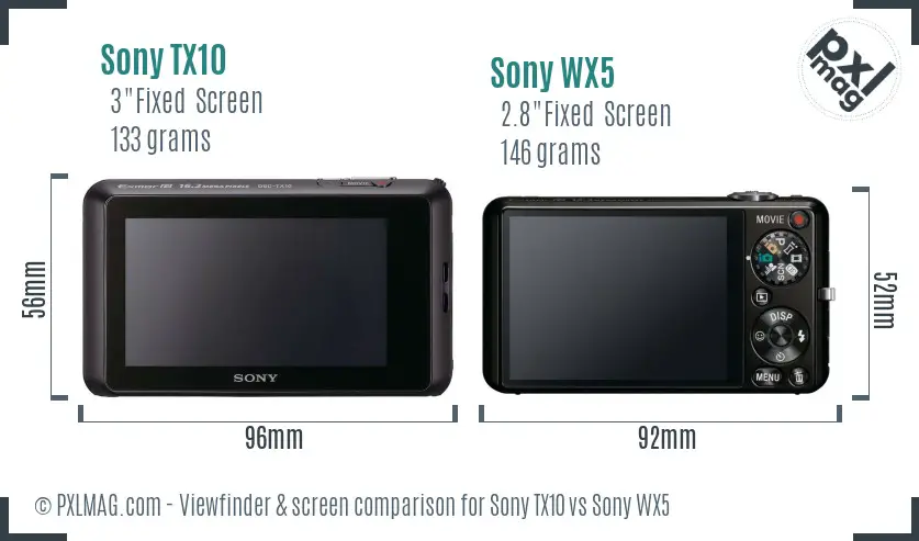 Sony TX10 vs Sony WX5 Screen and Viewfinder comparison
