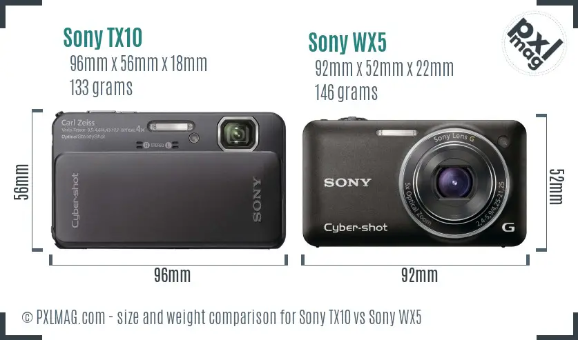 Sony TX10 vs Sony WX5 size comparison