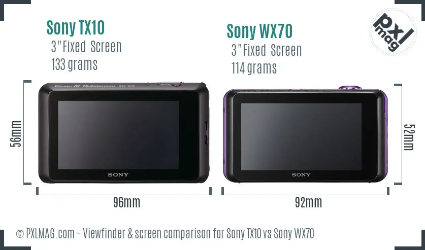 Sony TX10 vs Sony WX70 Screen and Viewfinder comparison