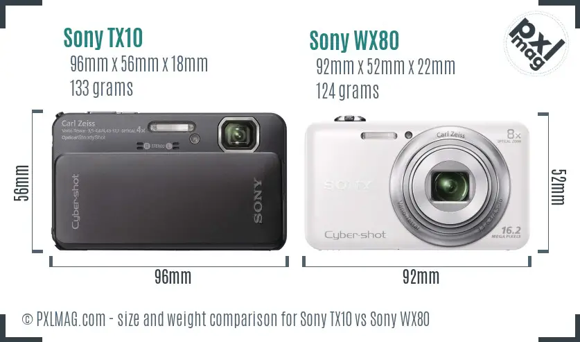 Sony TX10 vs Sony WX80 size comparison