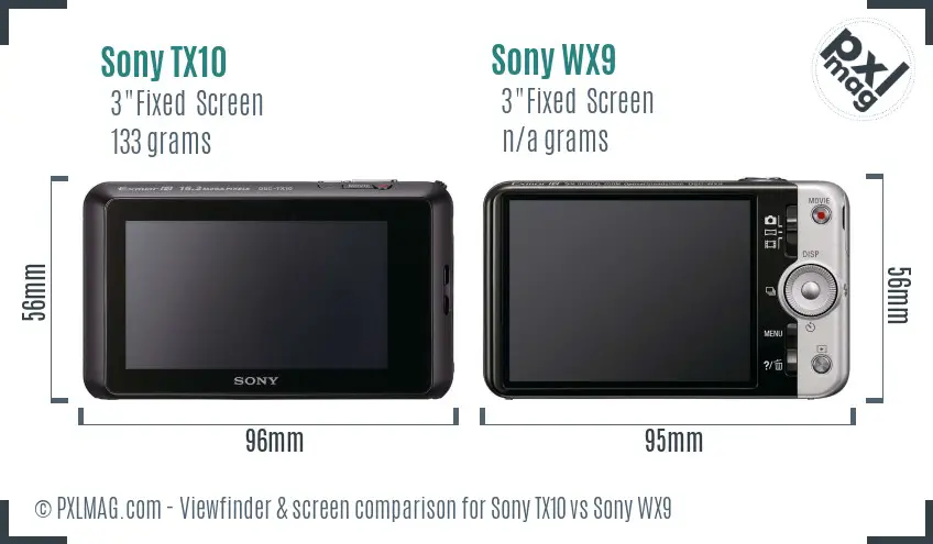 Sony TX10 vs Sony WX9 Screen and Viewfinder comparison