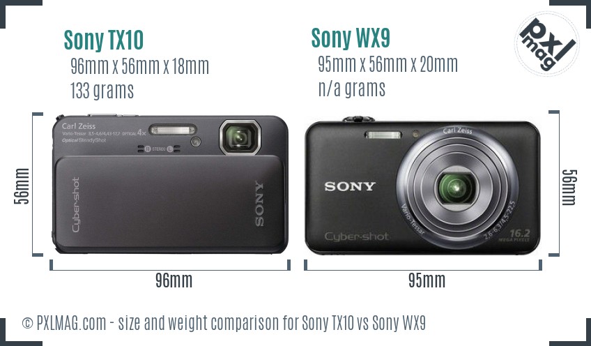 Sony TX10 vs Sony WX9 size comparison