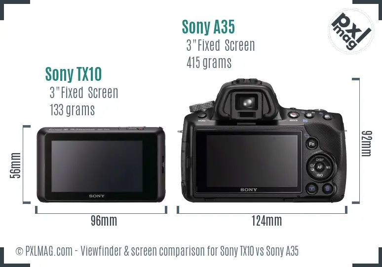 Sony TX10 vs Sony A35 Screen and Viewfinder comparison