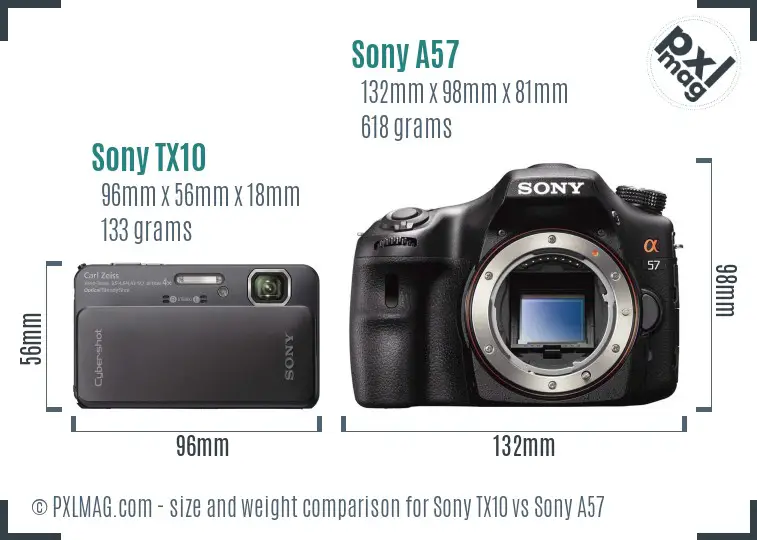 Sony TX10 vs Sony A57 size comparison
