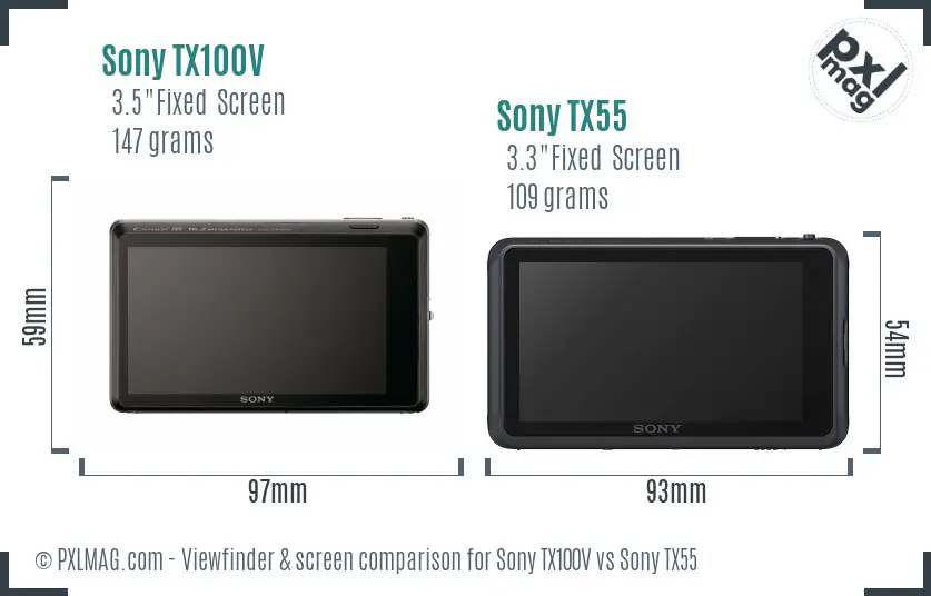 Sony TX100V vs Sony TX55 Screen and Viewfinder comparison