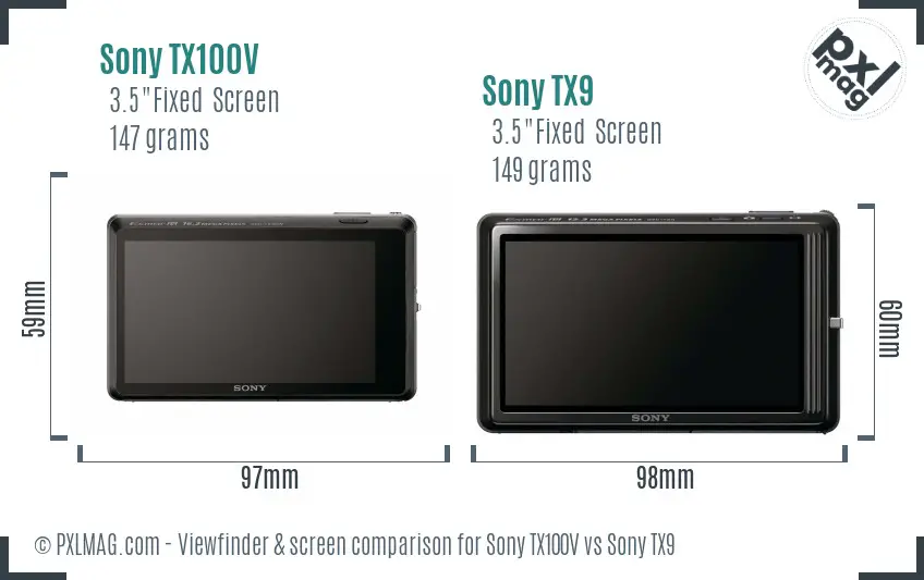 Sony TX100V vs Sony TX9 Screen and Viewfinder comparison