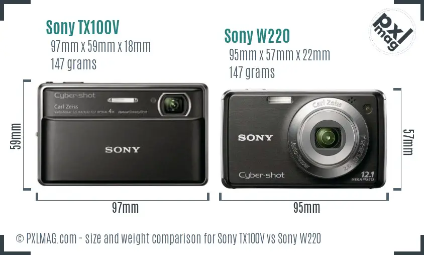 Sony TX100V vs Sony W220 size comparison