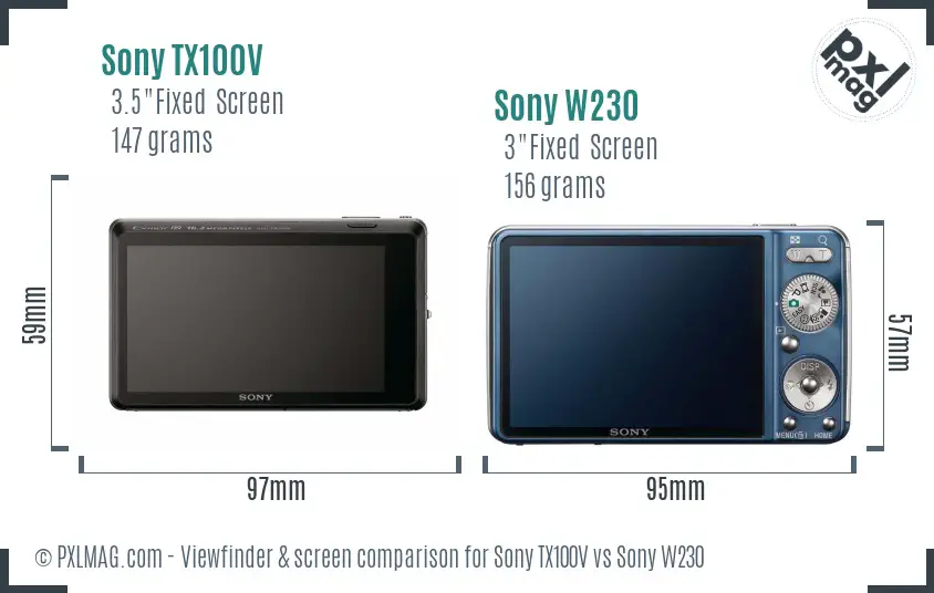 Sony TX100V vs Sony W230 Screen and Viewfinder comparison