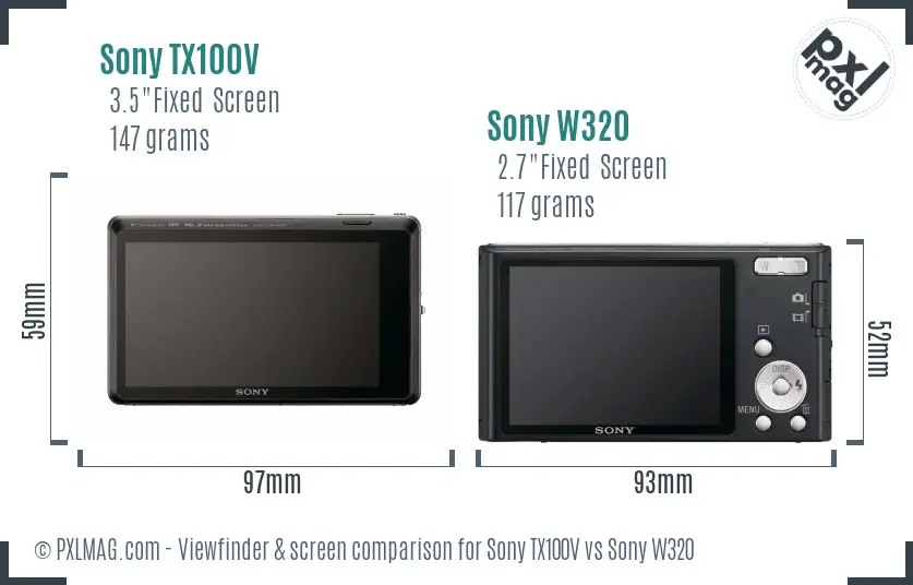 Sony TX100V vs Sony W320 Screen and Viewfinder comparison