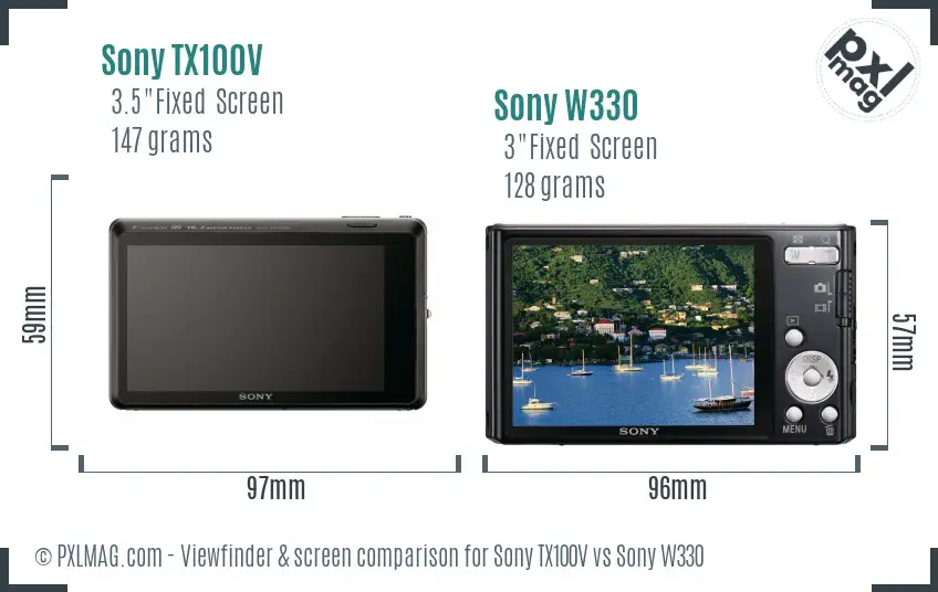 Sony TX100V vs Sony W330 Screen and Viewfinder comparison