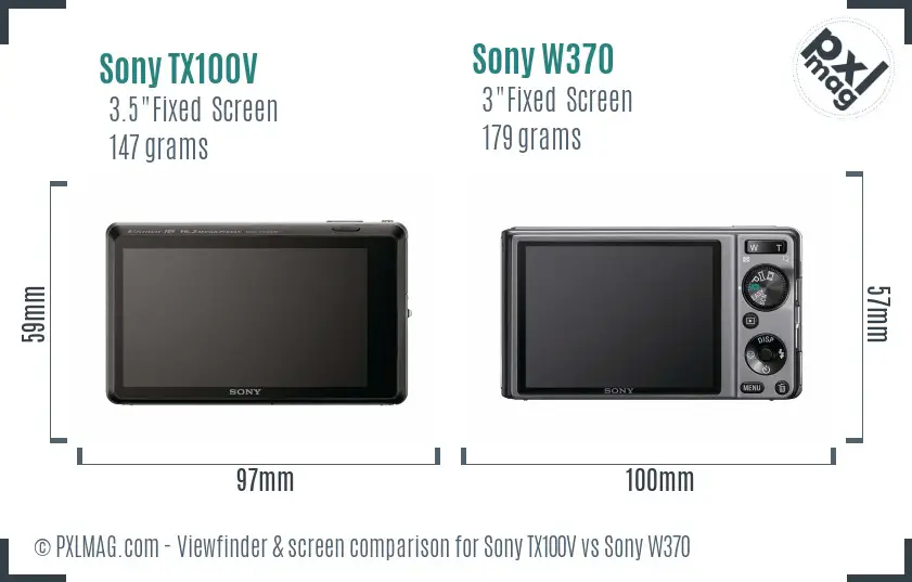 Sony TX100V vs Sony W370 Screen and Viewfinder comparison