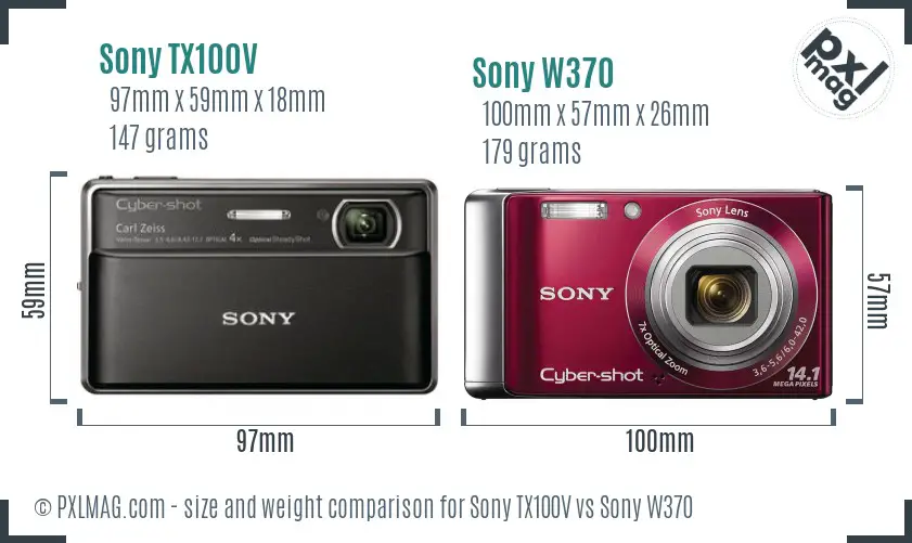 Sony TX100V vs Sony W370 size comparison