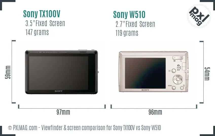 Sony TX100V vs Sony W510 Screen and Viewfinder comparison