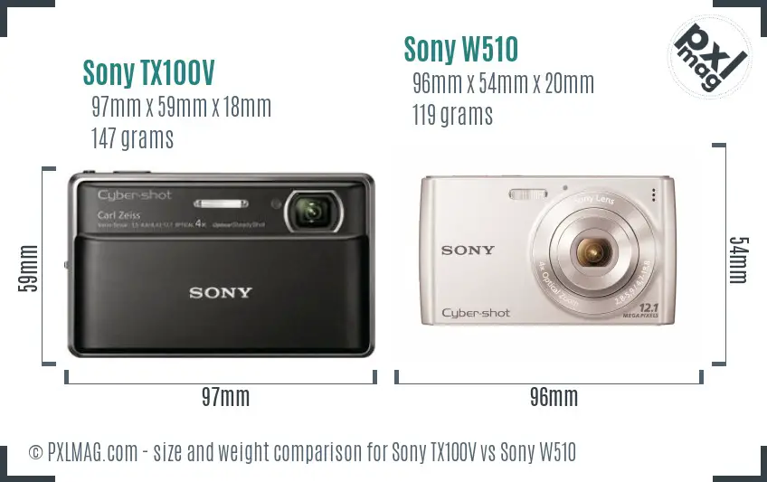 Sony TX100V vs Sony W510 size comparison