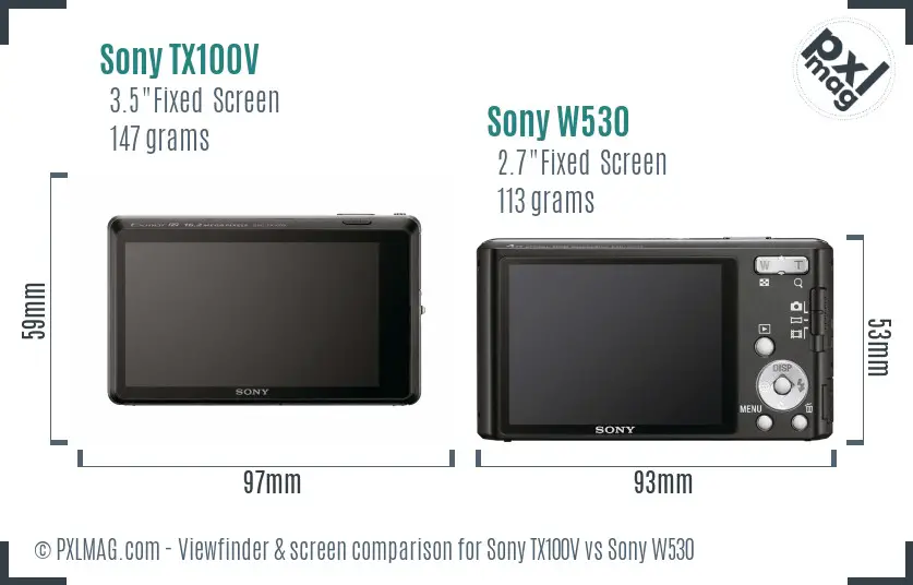 Sony TX100V vs Sony W530 Screen and Viewfinder comparison