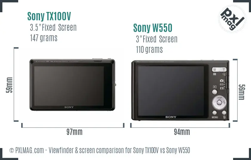 Sony TX100V vs Sony W550 Screen and Viewfinder comparison