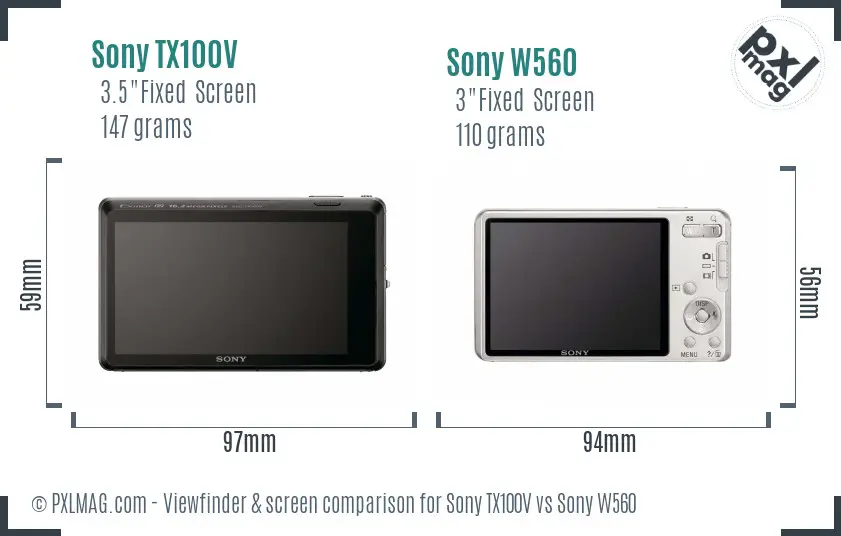 Sony TX100V vs Sony W560 Screen and Viewfinder comparison