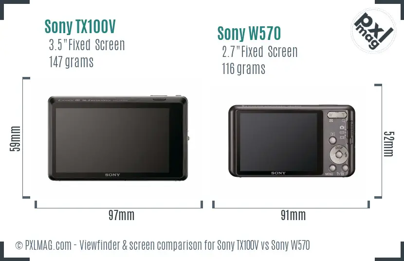 Sony TX100V vs Sony W570 Screen and Viewfinder comparison