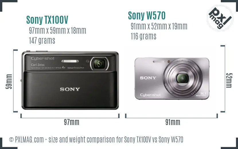 Sony TX100V vs Sony W570 size comparison