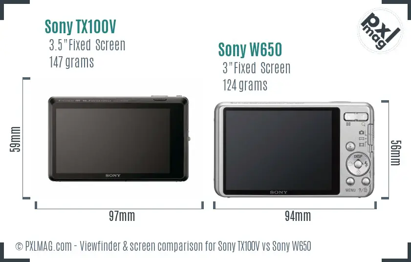 Sony TX100V vs Sony W650 Screen and Viewfinder comparison