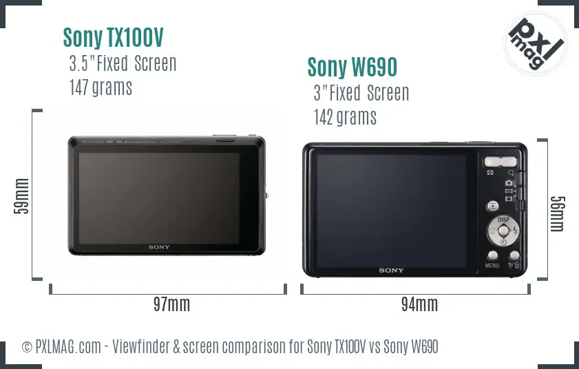 Sony TX100V vs Sony W690 Screen and Viewfinder comparison