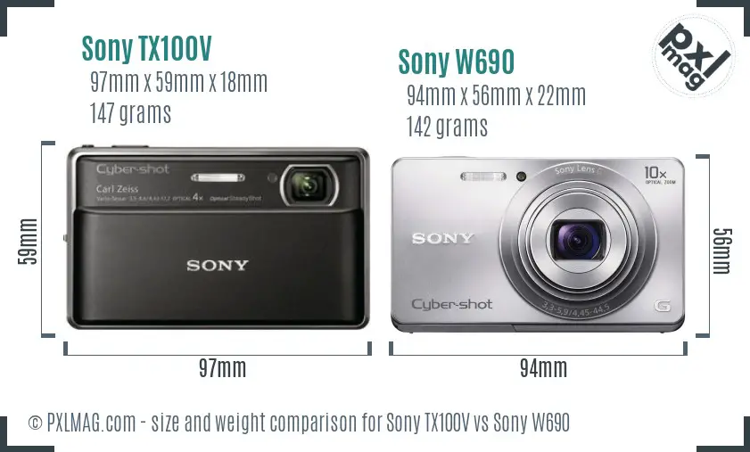 Sony TX100V vs Sony W690 size comparison