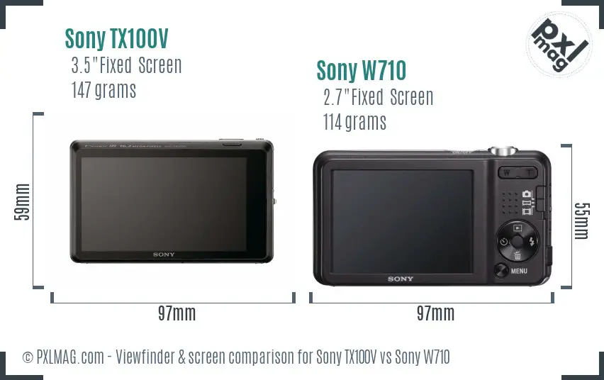 Sony TX100V vs Sony W710 Screen and Viewfinder comparison