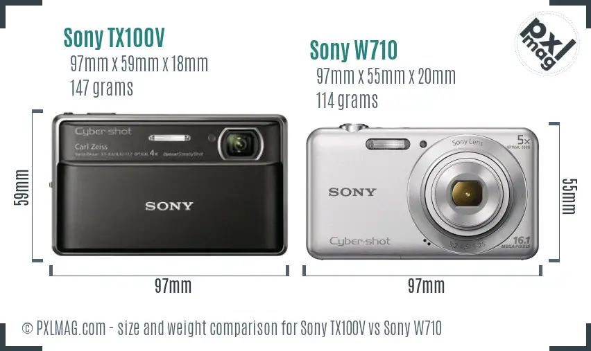Sony TX100V vs Sony W710 size comparison