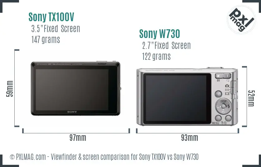 Sony TX100V vs Sony W730 Screen and Viewfinder comparison