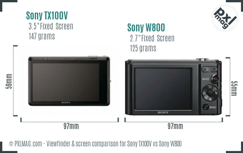 Sony TX100V vs Sony W800 Screen and Viewfinder comparison