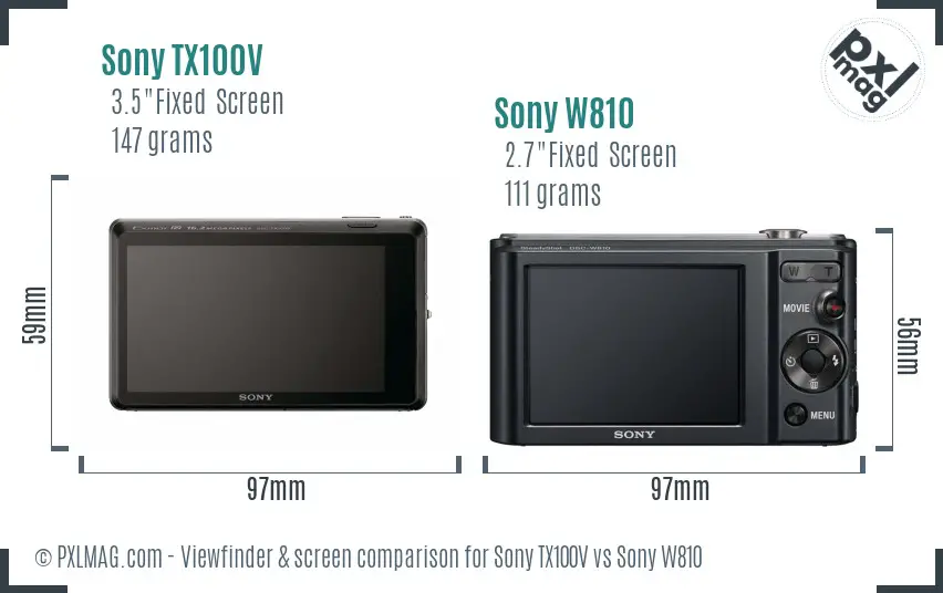 Sony TX100V vs Sony W810 Screen and Viewfinder comparison