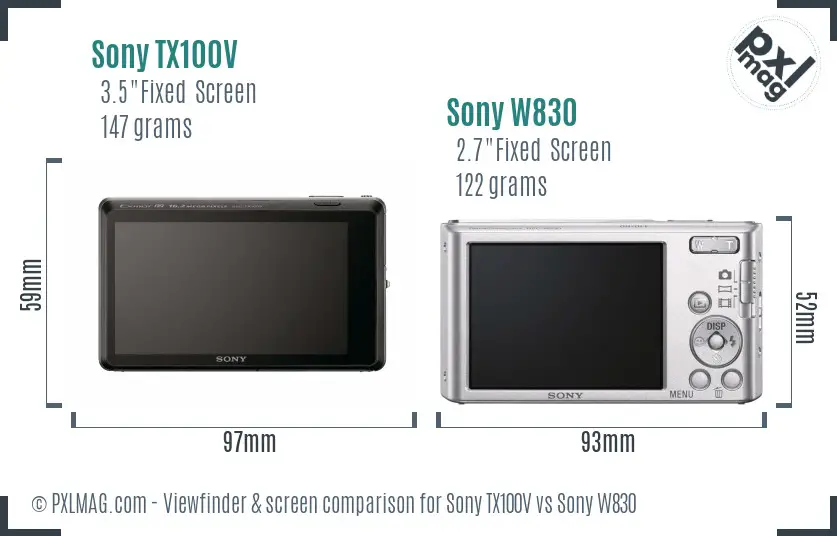Sony TX100V vs Sony W830 Screen and Viewfinder comparison