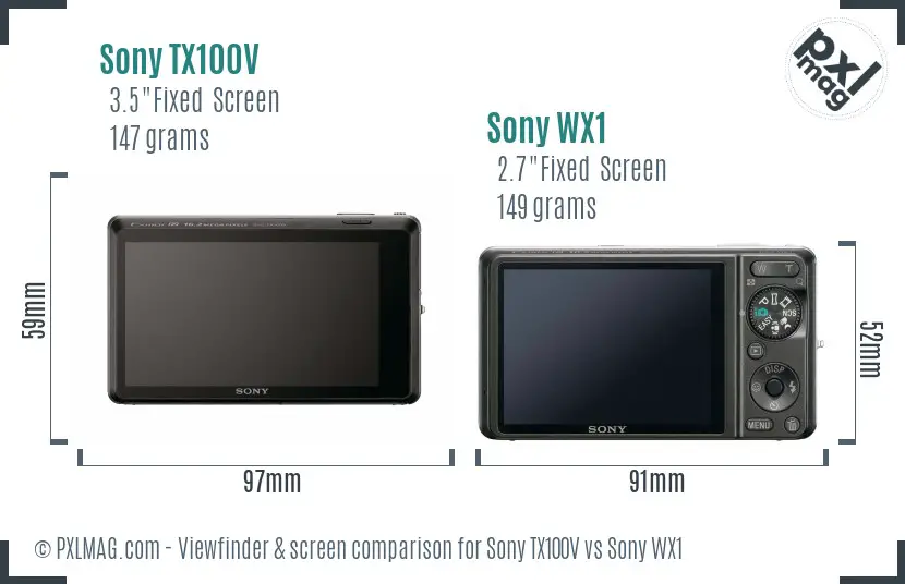 Sony TX100V vs Sony WX1 Screen and Viewfinder comparison