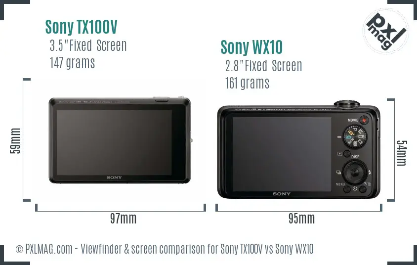 Sony TX100V vs Sony WX10 Screen and Viewfinder comparison