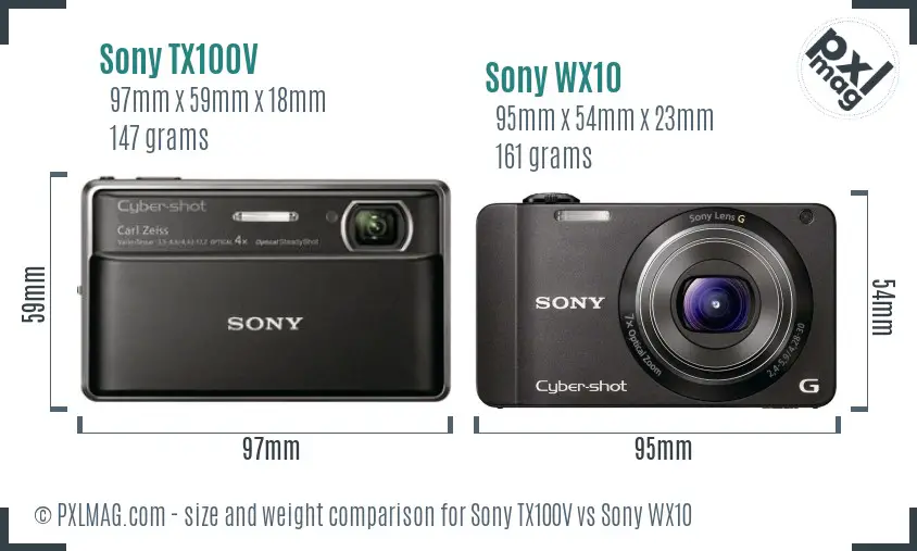 Sony TX100V vs Sony WX10 size comparison