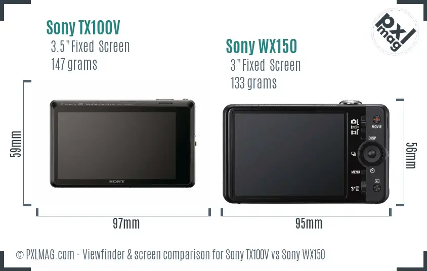 Sony TX100V vs Sony WX150 Screen and Viewfinder comparison