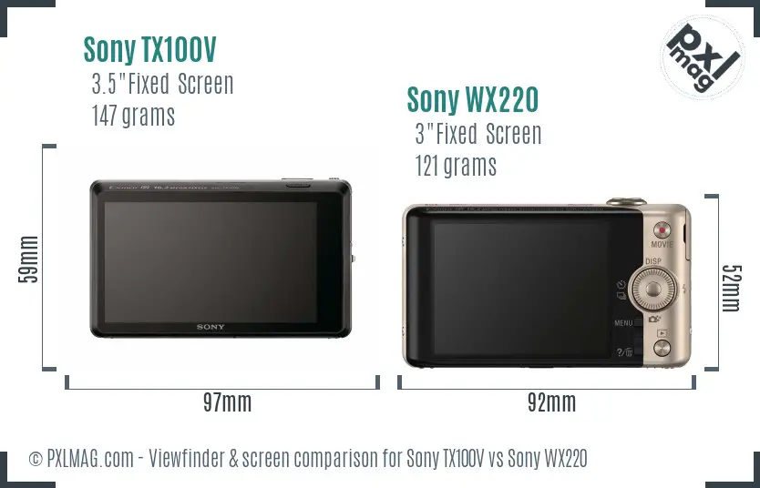 Sony TX100V vs Sony WX220 Screen and Viewfinder comparison