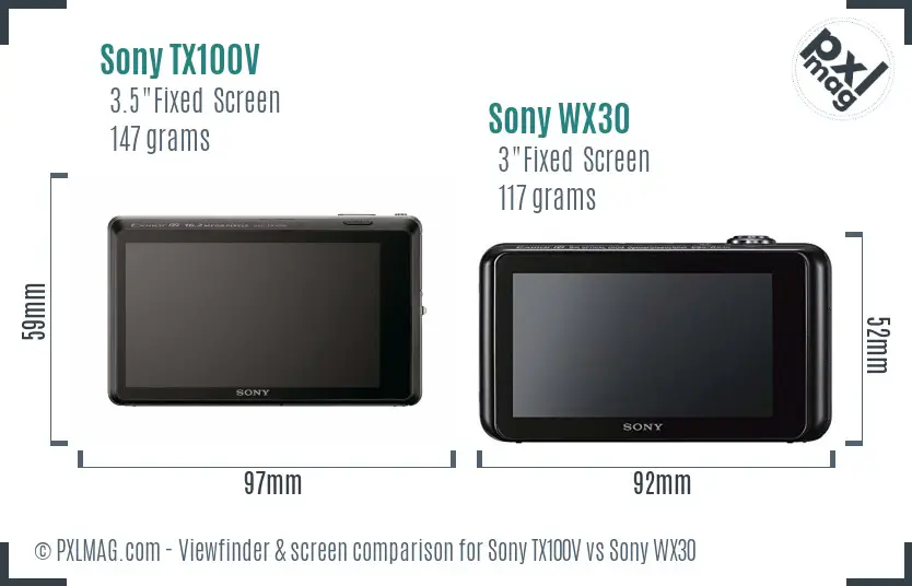 Sony TX100V vs Sony WX30 Screen and Viewfinder comparison