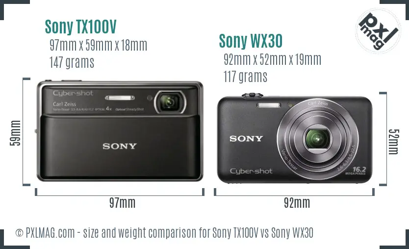 Sony TX100V vs Sony WX30 size comparison