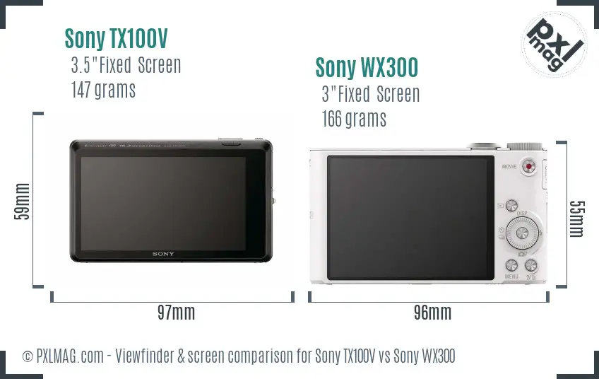 Sony TX100V vs Sony WX300 Screen and Viewfinder comparison