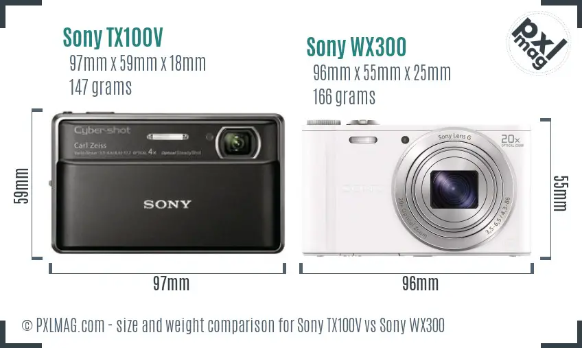 Sony TX100V vs Sony WX300 size comparison