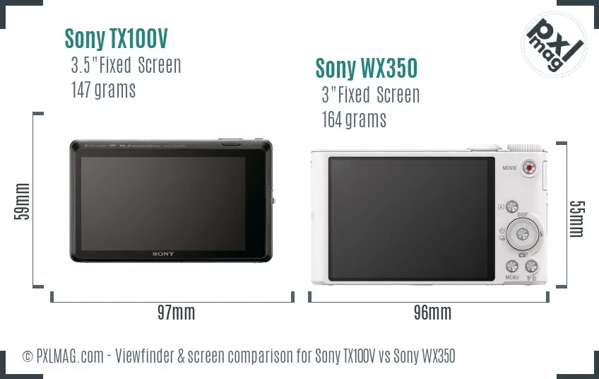 Sony TX100V vs Sony WX350 Screen and Viewfinder comparison