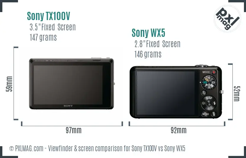 Sony TX100V vs Sony WX5 Screen and Viewfinder comparison