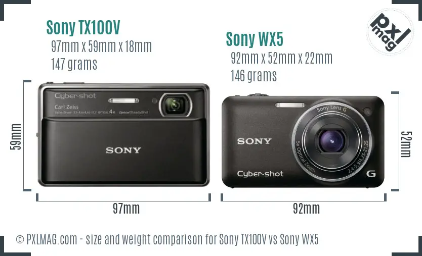 Sony TX100V vs Sony WX5 size comparison