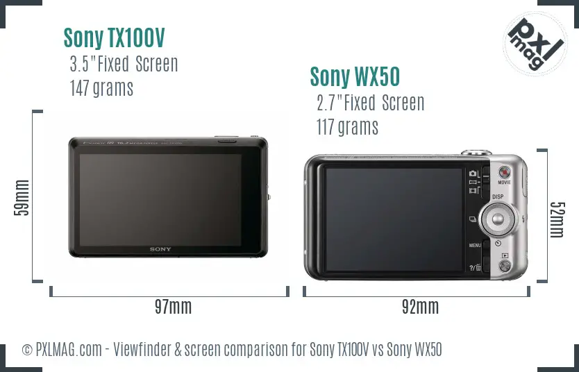 Sony TX100V vs Sony WX50 Screen and Viewfinder comparison