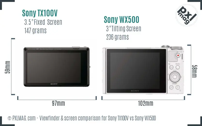 Sony TX100V vs Sony WX500 Screen and Viewfinder comparison