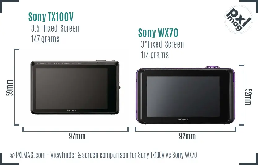 Sony TX100V vs Sony WX70 Screen and Viewfinder comparison