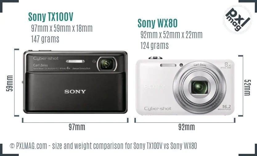 Sony TX100V vs Sony WX80 size comparison