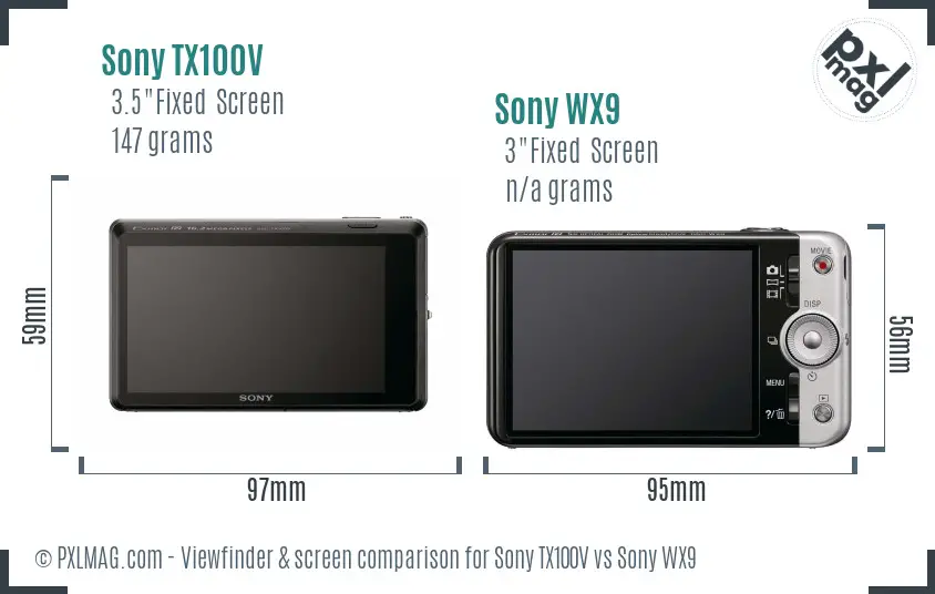 Sony TX100V vs Sony WX9 Screen and Viewfinder comparison